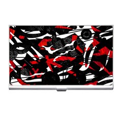 Shape Line Red Black Abstraction Business Card Holder by Cemarart