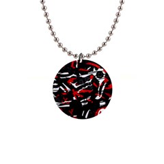 Shape Line Red Black Abstraction 1  Button Necklace by Cemarart