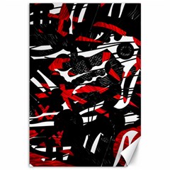 Shape Line Red Black Abstraction Canvas 12  X 18  by Cemarart