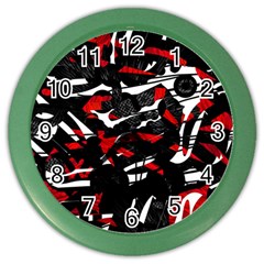 Shape Line Red Black Abstraction Color Wall Clock by Cemarart