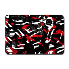 Shape Line Red Black Abstraction Small Doormat by Cemarart