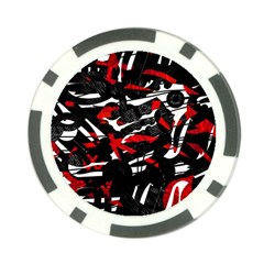 Shape Line Red Black Abstraction Poker Chip Card Guard (10 Pack) by Cemarart