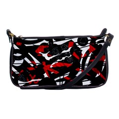 Shape Line Red Black Abstraction Shoulder Clutch Bag by Cemarart