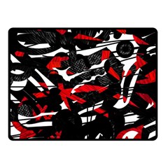 Shape Line Red Black Abstraction Fleece Blanket (small) by Cemarart