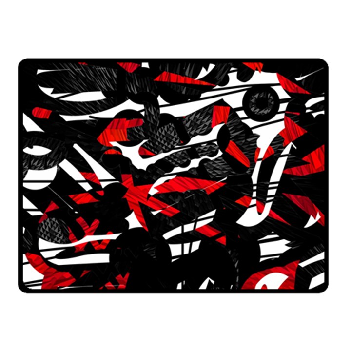 Shape Line Red Black Abstraction Fleece Blanket (Small)