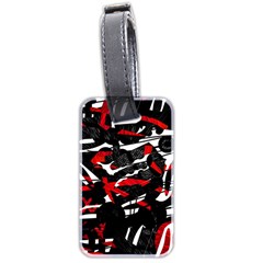 Shape Line Red Black Abstraction Luggage Tag (two Sides) by Cemarart