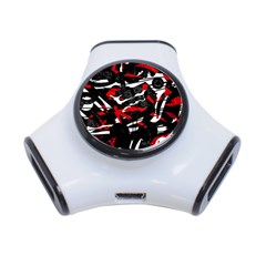 Shape Line Red Black Abstraction 3-port Usb Hub by Cemarart