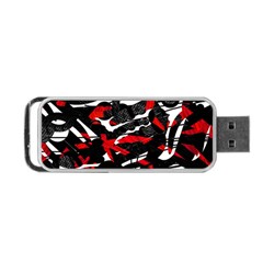 Shape Line Red Black Abstraction Portable Usb Flash (one Side) by Cemarart