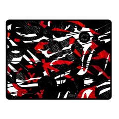 Shape Line Red Black Abstraction Two Sides Fleece Blanket (small) by Cemarart