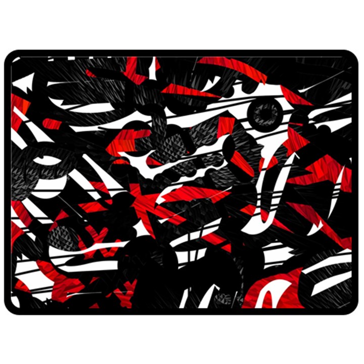 Shape Line Red Black Abstraction Two Sides Fleece Blanket (Large)