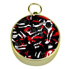 Shape Line Red Black Abstraction Gold Compasses by Cemarart