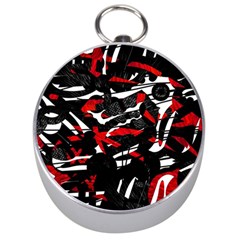 Shape Line Red Black Abstraction Silver Compasses by Cemarart