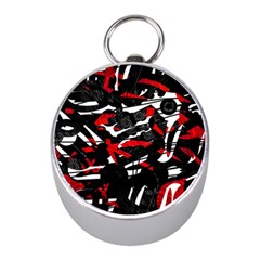 Shape Line Red Black Abstraction Mini Silver Compasses by Cemarart