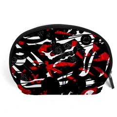 Shape Line Red Black Abstraction Accessory Pouch (large) by Cemarart