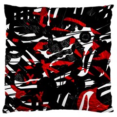 Shape Line Red Black Abstraction Large Premium Plush Fleece Cushion Case (two Sides)