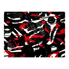 Shape Line Red Black Abstraction Two Sides Premium Plush Fleece Blanket (mini) by Cemarart