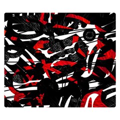 Shape Line Red Black Abstraction Two Sides Premium Plush Fleece Blanket (small) by Cemarart