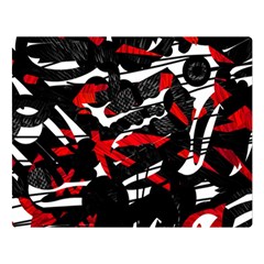 Shape Line Red Black Abstraction Two Sides Premium Plush Fleece Blanket (large) by Cemarart