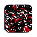 Shape Line Red Black Abstraction Square Metal Box (Black) Front