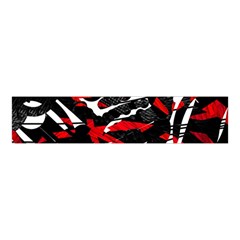 Shape Line Red Black Abstraction Velvet Scrunchie by Cemarart