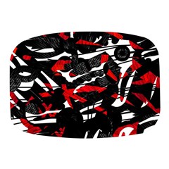 Shape Line Red Black Abstraction Mini Square Pill Box by Cemarart