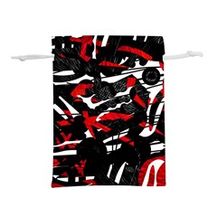 Shape Line Red Black Abstraction Lightweight Drawstring Pouch (m) by Cemarart