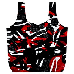 Shape Line Red Black Abstraction Full Print Recycle Bag (xxxl) by Cemarart