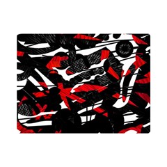 Shape Line Red Black Abstraction Premium Plush Fleece Blanket (mini) by Cemarart