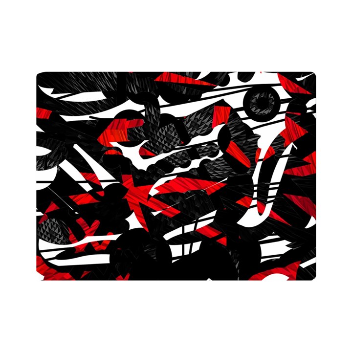 Shape Line Red Black Abstraction Premium Plush Fleece Blanket (Mini)