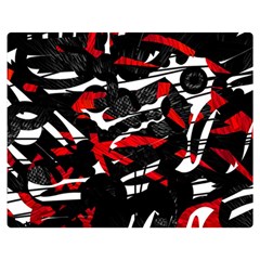 Shape Line Red Black Abstraction Premium Plush Fleece Blanket (medium) by Cemarart