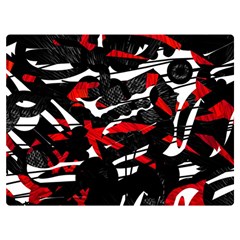 Shape Line Red Black Abstraction Premium Plush Fleece Blanket (extra Small) by Cemarart