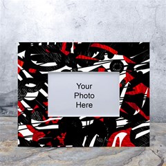 Shape Line Red Black Abstraction White Tabletop Photo Frame 4 x6  by Cemarart