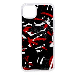 Shape Line Red Black Abstraction Iphone 14 Plus Tpu Uv Print Case by Cemarart