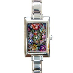 Floral Fractal 3d Art Pattern Rectangle Italian Charm Watch by Cemarart