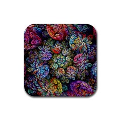 Floral Fractal 3d Art Pattern Rubber Coaster (square) by Cemarart