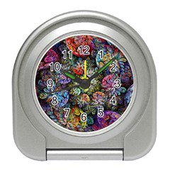 Floral Fractal 3d Art Pattern Travel Alarm Clock by Cemarart