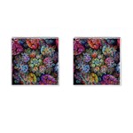 Floral Fractal 3d Art Pattern Cufflinks (Square) Front(Pair)