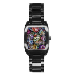 Floral Fractal 3d Art Pattern Stainless Steel Barrel Watch