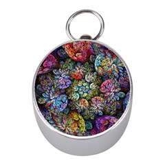 Floral Fractal 3d Art Pattern Mini Silver Compasses