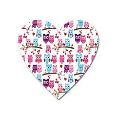 Owl Pattern Heart Magnet