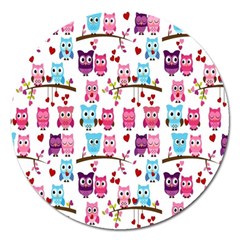 Owl Pattern Magnet 5  (round)