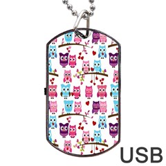 Owl Pattern Dog Tag Usb Flash (two Sides) by Cemarart