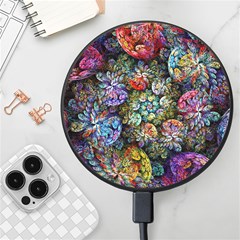 Floral Fractal 3d Art Pattern Wireless Fast Charger(black) by Cemarart