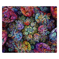 Floral Fractal 3d Art Pattern Premium Plush Fleece Blanket (small) by Cemarart