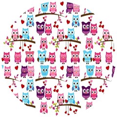 Owl Pattern Wooden Puzzle Round by Cemarart