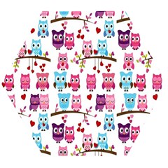 Owl Pattern Wooden Puzzle Hexagon