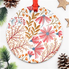 Red Flower Seamless Floral Flora Ornament (round) by Cemarart