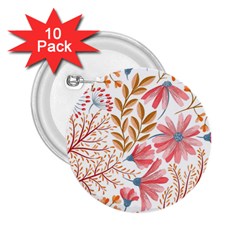 Red Flower Seamless Floral Flora 2 25  Buttons (10 Pack)  by Cemarart