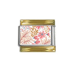 Red Flower Seamless Floral Flora Gold Trim Italian Charm (9mm) by Cemarart