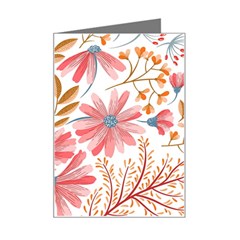 Red Flower Seamless Floral Flora Mini Greeting Card by Cemarart